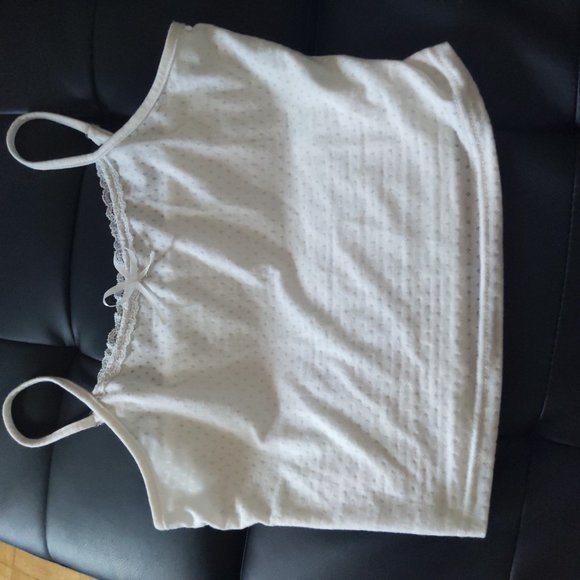 Simple Pointelle White Lace Trim Cami - Picture 2 of 4